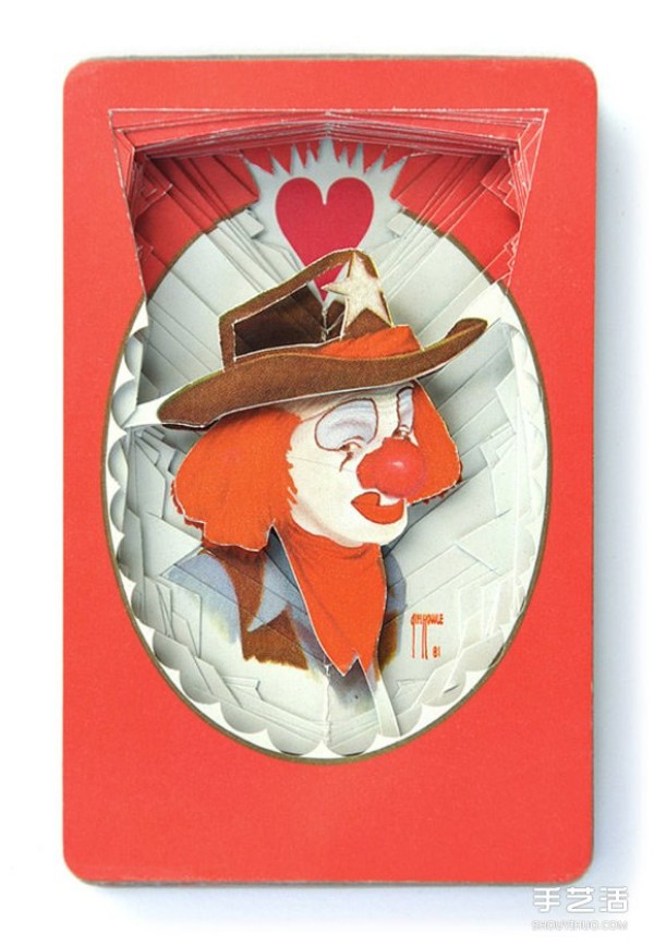 3D playing card paper sculpture art "Lonely Heart" poker paper sculpture work