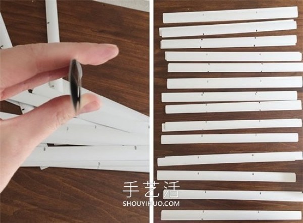 Use old blinds waste to make DIY bedside mirror decoration