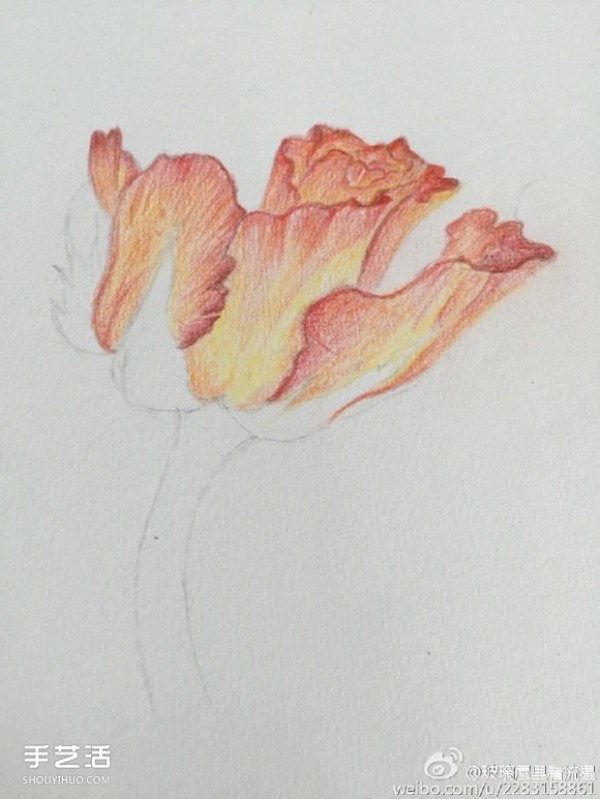 Colored lead flower painting tutorial, flower color lead painting step by step