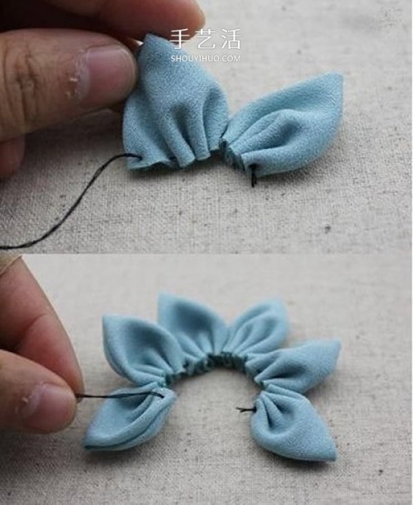 Illustration of handmade small fresh bow flower ornaments made of chiffon cloth