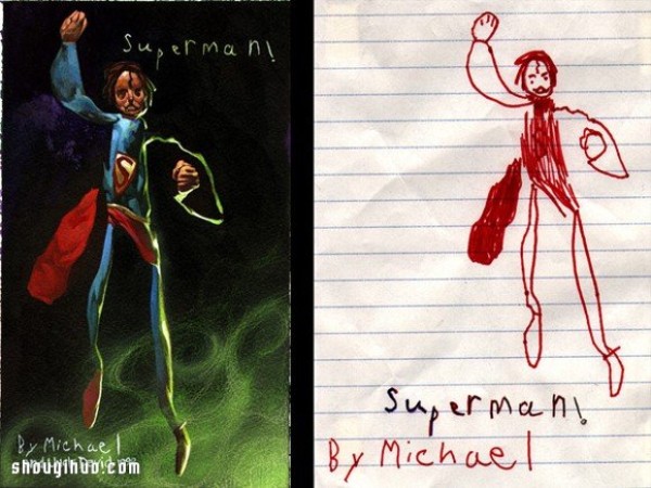 Childrens graffiti paintings are DIYed into mysterious and weird illustrations