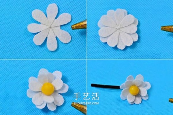 Tutorial on how to make simple and cute felt flower hairpins