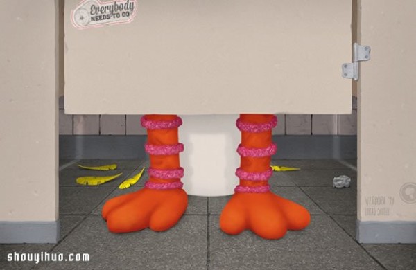 Everyone needs to go to the toilet. Funny cartoon character toilet drawings