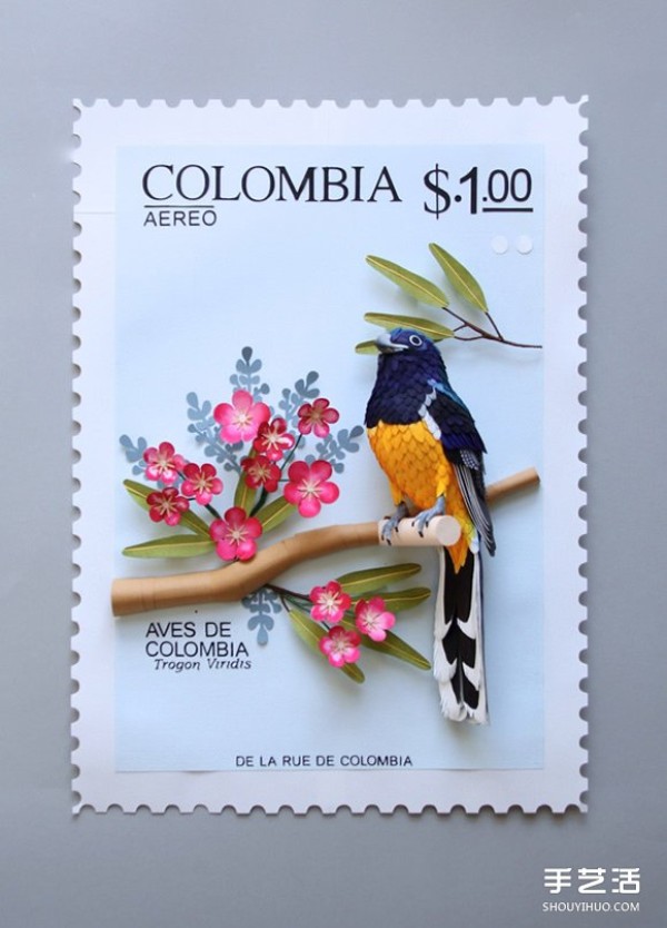 Colombian artists paper sculpture stamp works are beautiful and unique! 