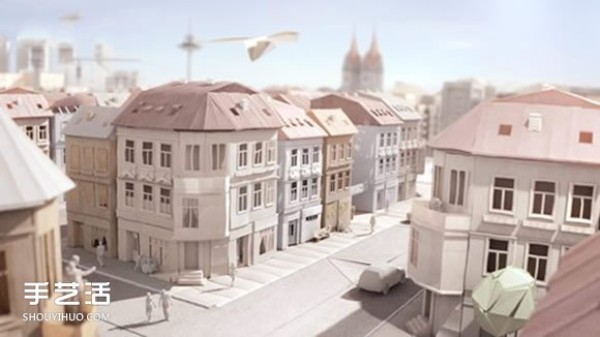 Appreciation of pictures of realistic city paper model works of handmade paper models