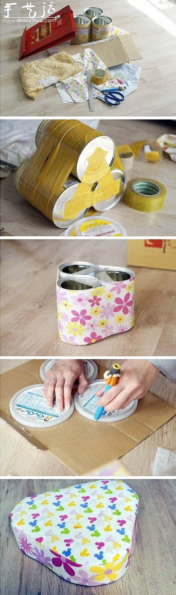 How to make a DIY small stool from waste milk powder cans