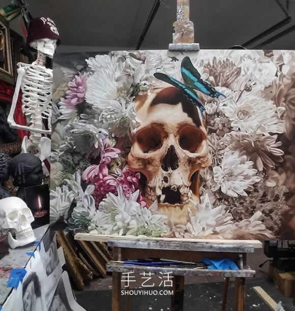 Appreciation of vibrant colorful human skeleton paintings