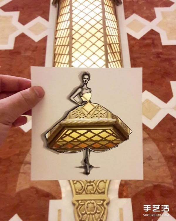 Alternative "paper-cut painting" creative DIY puts the world into a skirt! 