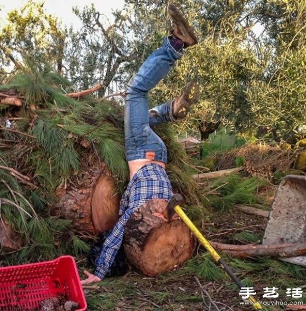 The photographers creative wrestling photos are a metaphor for humanitys putting the cart before the horse