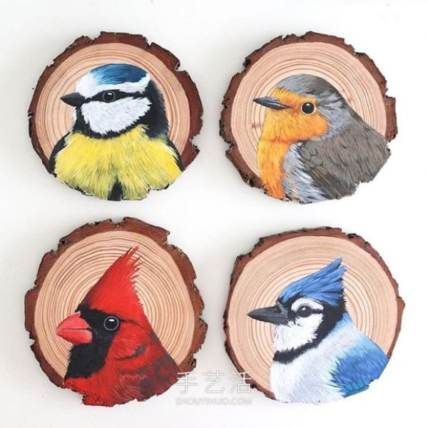 The artist spent 100 days painting 100 species of birds on wood chips