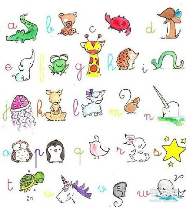 Cute animal simple drawing handbook material pictures, all available in black, white and color! 