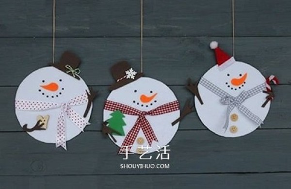 Small production of New Years hangings: use non-woven fabrics and CDs to make snowman hangings