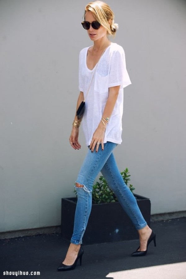 Simple pure white fashion with six unique styles for girls to wear white T-shirts