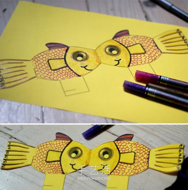 Tutorial for young children to make handmade cardboard goldfish