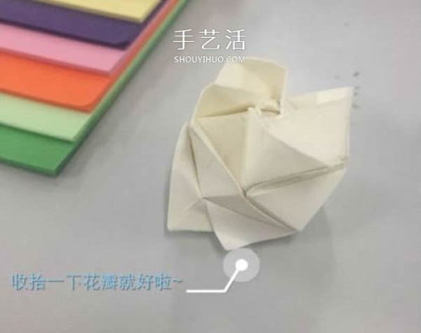 Illustrations of how to fold Huaxins improved version of Kawasaki roses are suitable for beginners