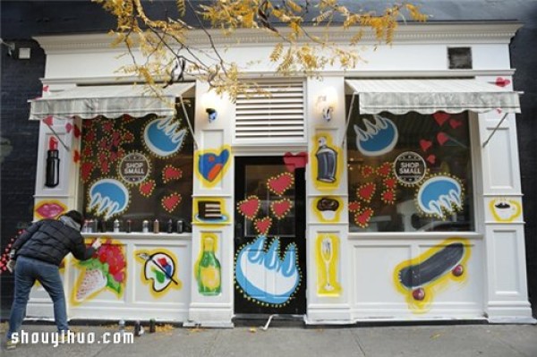 Graffiti art on store exterior walls helps shop owners attract customers