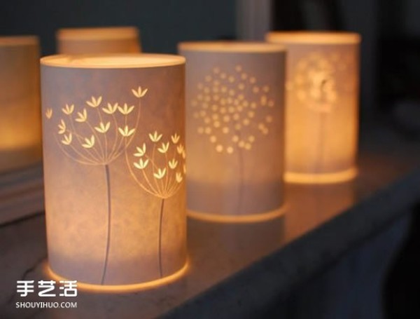 Beautiful handmade paper lamp, DIY flower and bird pattern carved paper lamp