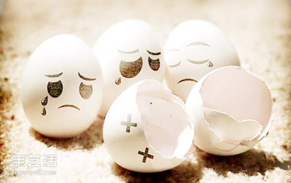 Drawing cute pictures on eggs, appreciating simple and cute hand-painted expressions on eggs