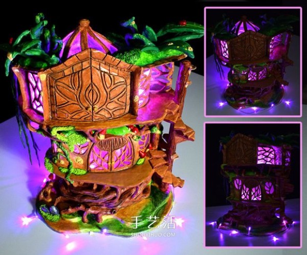 Tutorial on DIY fairy tree house lights using waste recycled materials