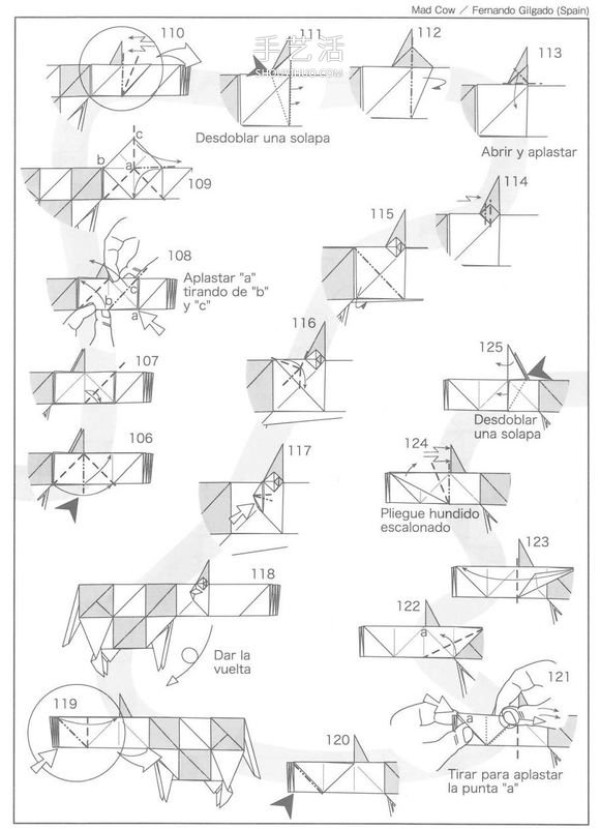 Super difficult origami square cow uses black and white to express body patterns