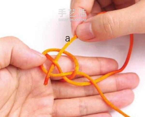 The simplest diagram of how to knit a double-line button knot