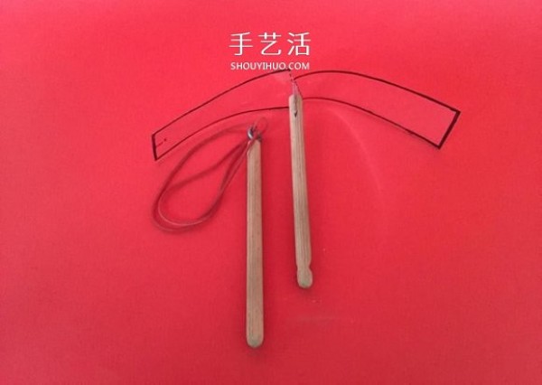 Illustration of how to make a homemade ejection and rotating bamboo dragonfly toy