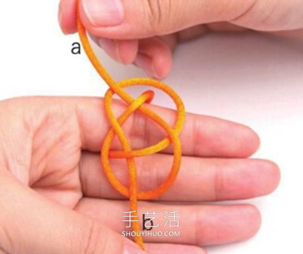 The simplest diagram of how to knit a double-line button knot