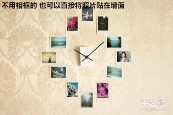 Illustrated tutorial on how to make a DIY personalized photo wall in the style of a clock