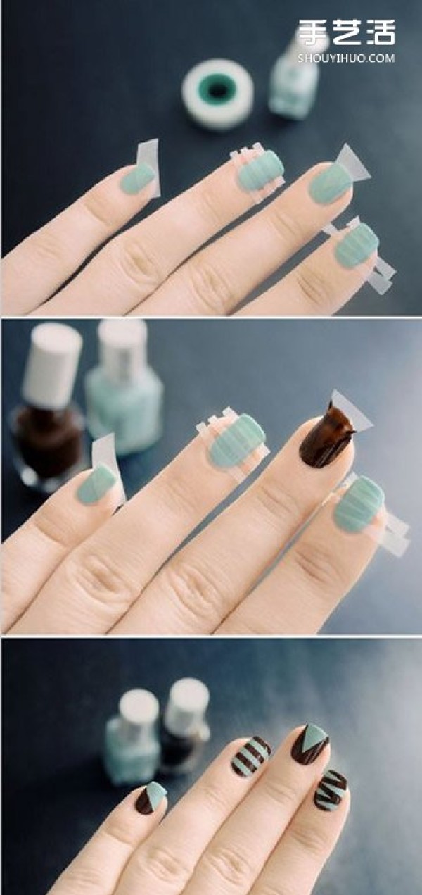 Nine simple manicure tutorials with step-by-step pictures including various styles~