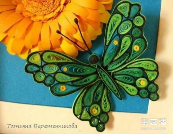 Appreciation of beautiful pictures of paper-quilled butterflies and hand-rolled paper butterflies