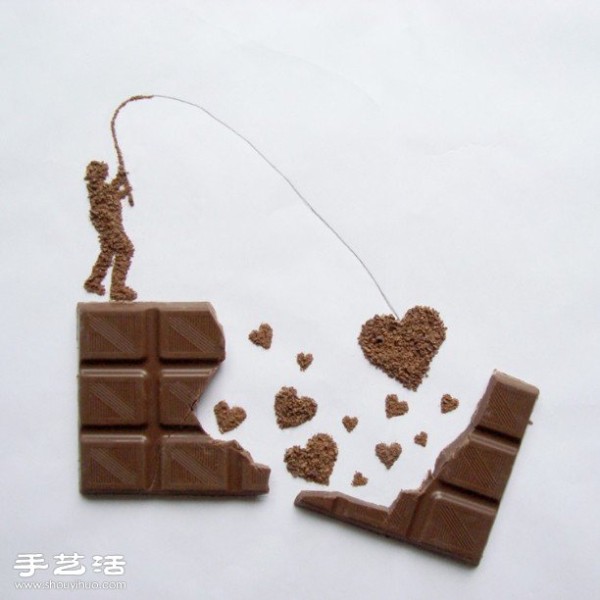 Use chocolate creative DIY to draw love-themed patterns