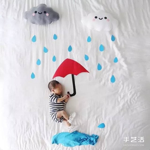 Babys cute and creative photo DIY starts the first big adventure in life