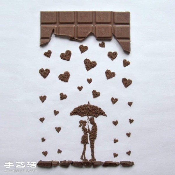 Use chocolate creative DIY to draw love-themed patterns