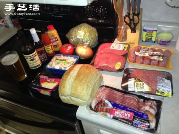 DIY super large double steak burger, this is enough to eat! 