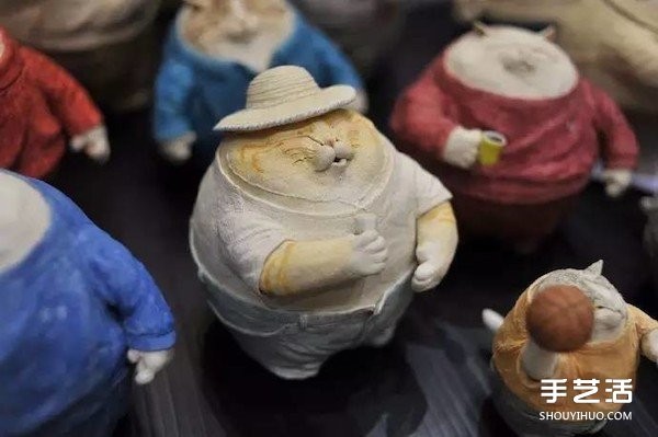 Clay Fat Cats handmade works, appreciate the exquisite cat clay works pictures