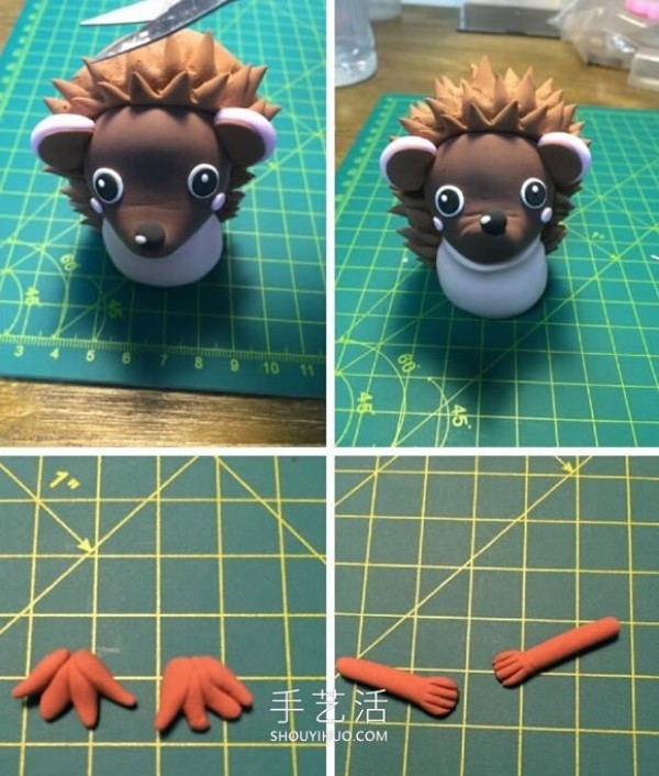 Tutorial on how to make cute cartoon hedgehogs from clay