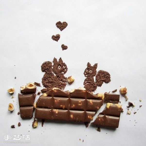 Use chocolate creative DIY to draw love-themed patterns