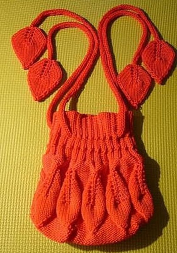 The weaving method of the leaf bag and the tutorial of the stick knitted leaf bag