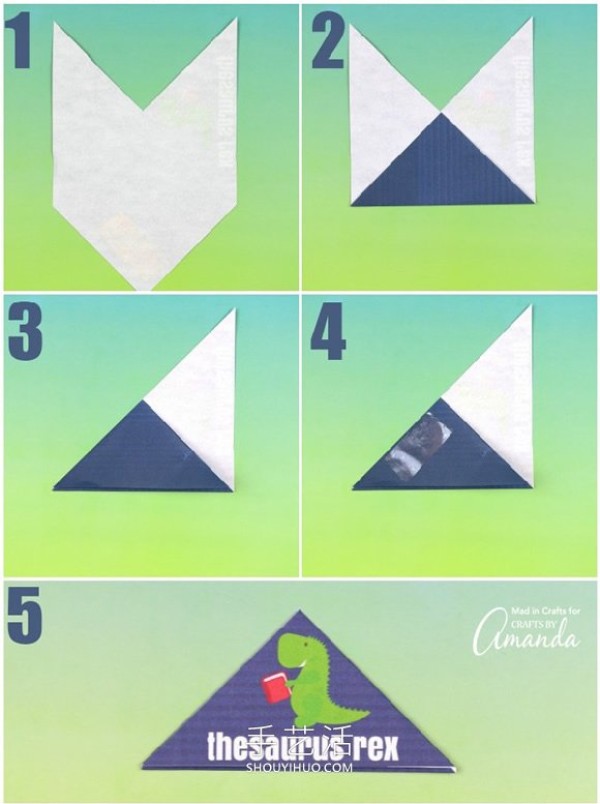 The simplest origami triangle bookmark with illustrated tutorials