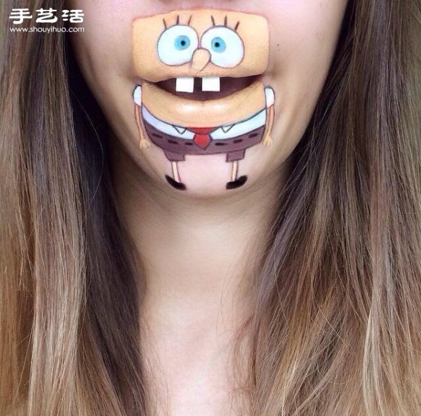 Interesting paintings by a lip makeup artist using the face as the canvas