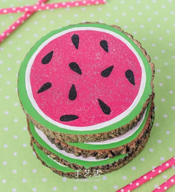 Add color to your dining table! How to make homemade summer watermelon coasters