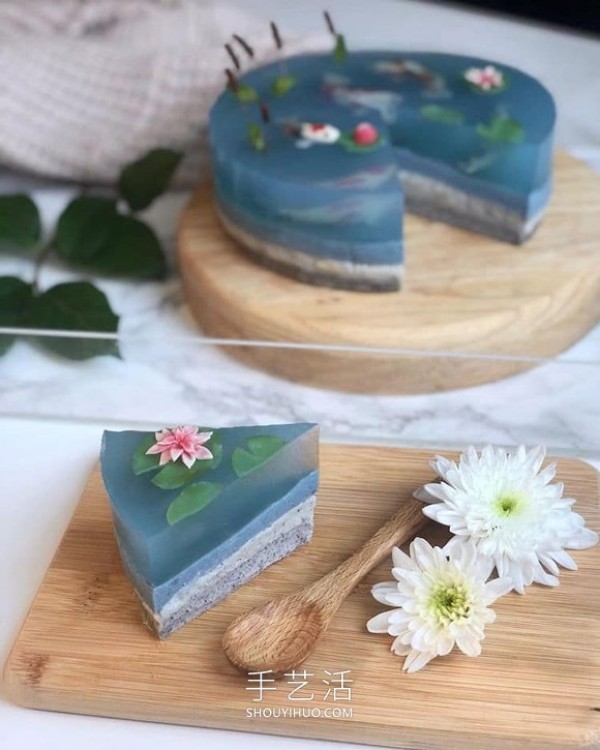 Fathers Day transparent jelly cake DIY, like a real koi pond