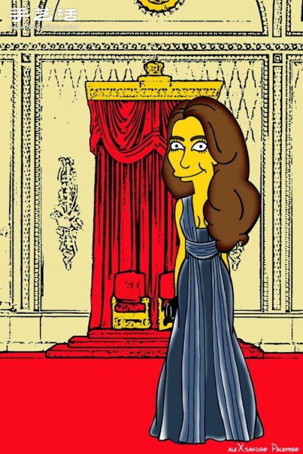 Simpsons spoof illustration: Yellow-skinned Princess Kate is equally fashionable