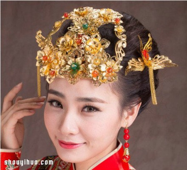 The gorgeous Chinese-style retro wedding bridal headwear is so beautiful! 