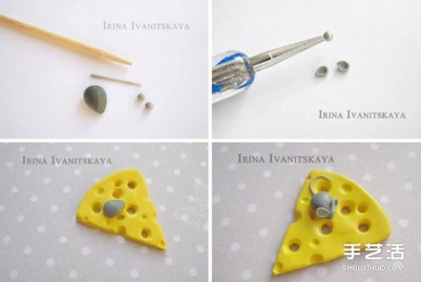 Ultra-light mud personalized cheese earrings DIY production, mice are stealing food