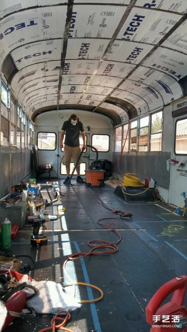 A scrapped school bus is transformed into a mobile mansion for a trip that can be taken anytime