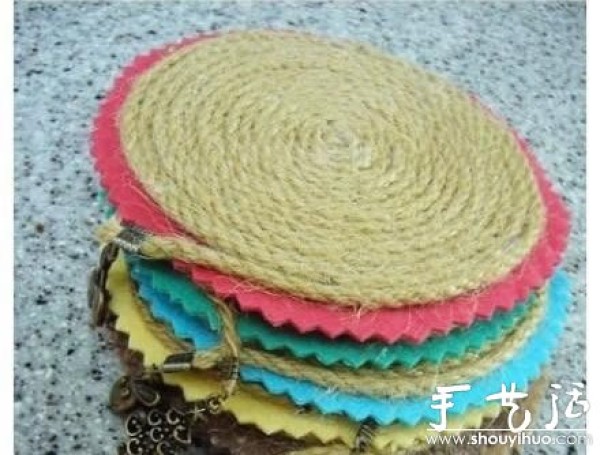 Hemp rope and non-woven fabric DIY forest coaster