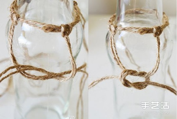 How to make DIY hanging vases using hemp rope and glass bottles