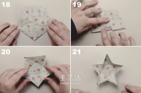 Illustrated tutorial on how to fold a hand-made origami five-pointed star bowl