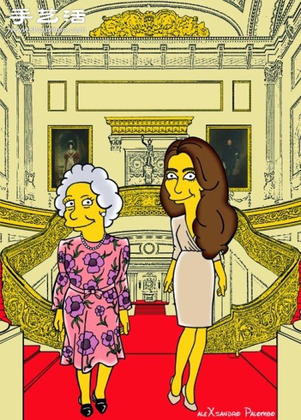 Simpsons spoof illustration: Yellow-skinned Princess Kate is equally fashionable